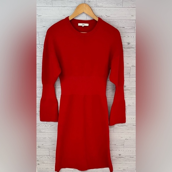 Tibi Women's Merino Wool Long Sleeve Knit Midi Dress Size XS Red - Picture 2 of 8